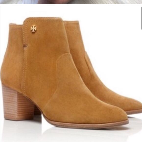Tory Burch Sabe $398 Caramel Suede Ankle Booties size 9M EUC - Picture 16 of 16